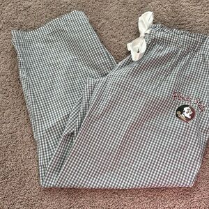 Florida State  University Gray and White Plaid PJ Bottoms Logo & Pocket

Size XL
